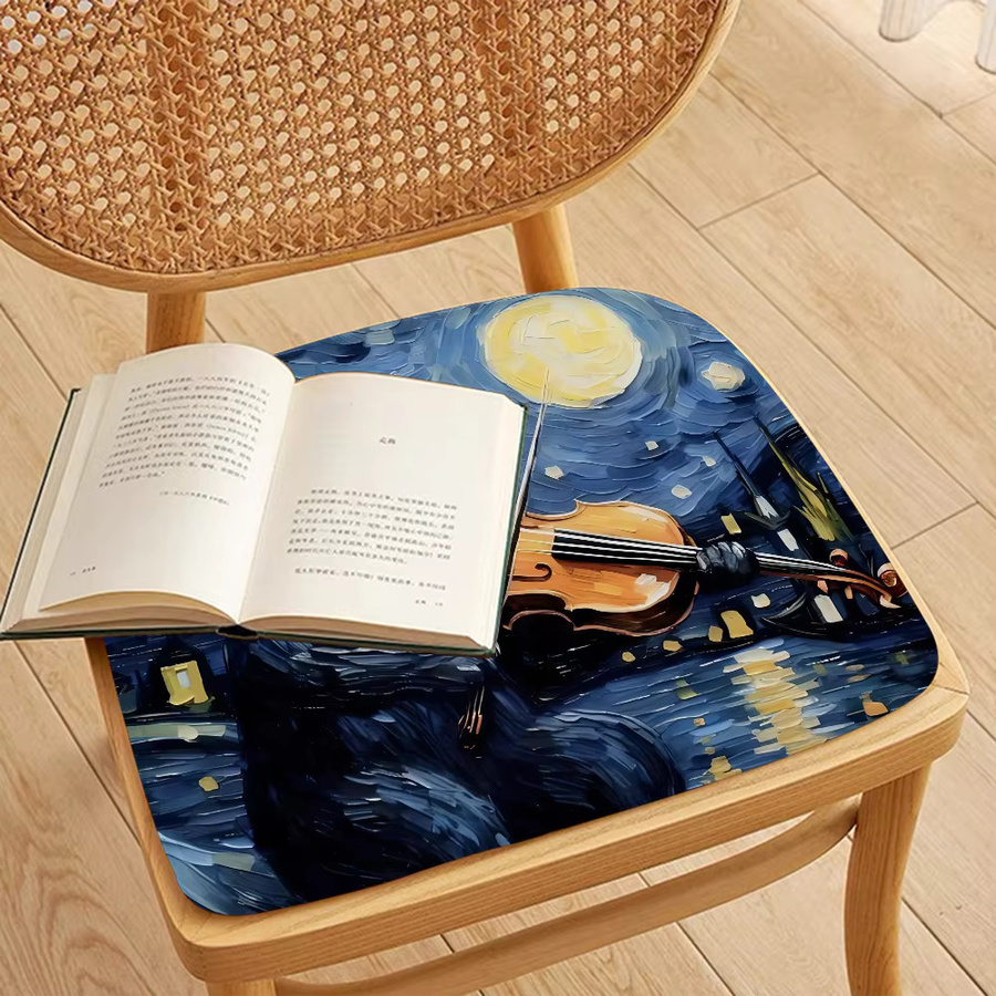 Rutschfestes Sitzkissen im modernen minimalistischen Stil mit Claude Monet und Van Gogh Katzen-Kunst, quadratisches Schaumstoff-Polster für Sofa, Hocker oder Stuhl, Mehrfarbig - Bild 2