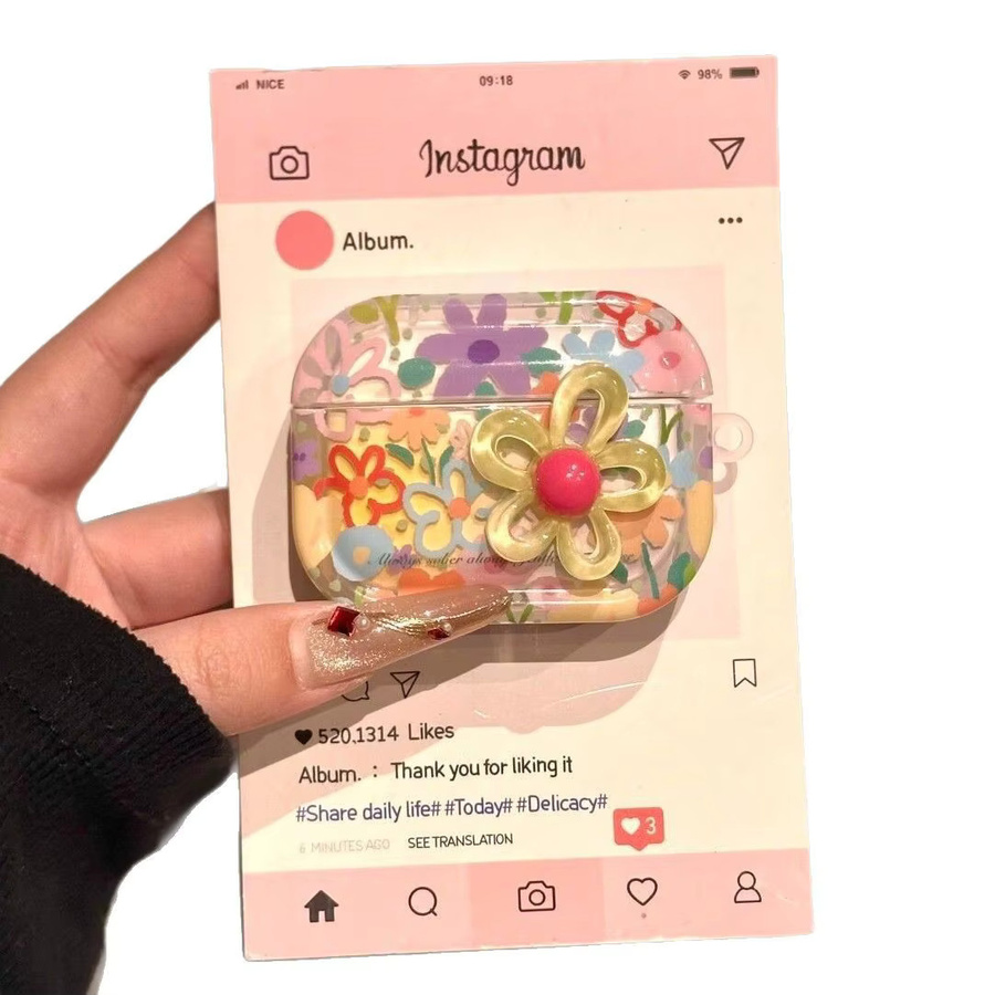Schutzhülle mit Sommer-Blumen-Design für Apple AirPods 1 2 3 4 und Pro 2, kabelloses Bluetooth-Headset Etui aus TPU, mehrfarbig - Bild 2