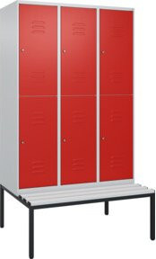 C+P Doppelstock-Spind Classic PLUS Sitzbank mit 3 Abteilen und Zylinderschloss, B/T/H: 212,0 x 120,0 x 81,5 cm - Bild 1