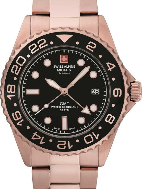 Swiss Alpine Military Armbanduhr, GMT Diver, Quarz, Edelstahl, 42 mm, Herren - Bild 1
