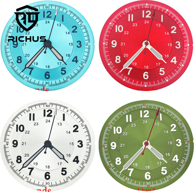 RICHUS Zifferblatt mit Zeigern, Grün, Leuchtend, 29 mm, Uhrenzubehör - Bild 1