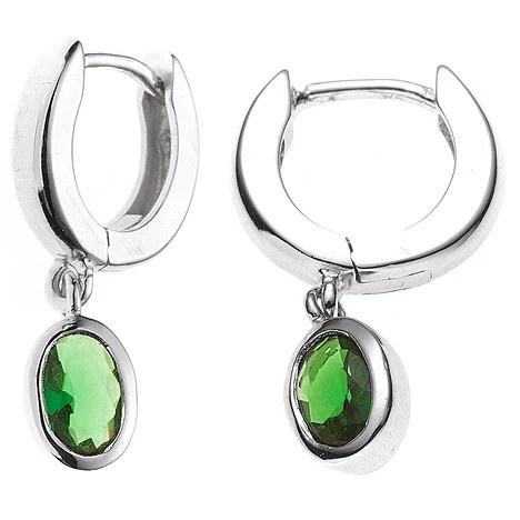 Colfem Creolen 925 Silber, 2 Zirkonia grün, Unisex - Bild 1