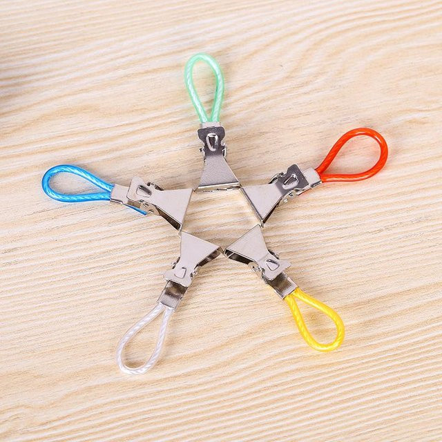Houspace Handtuch-Clips mit geflochtener Schleife und Metallklemme, 5 Stück, beige und mehrfarbig - Bild 1