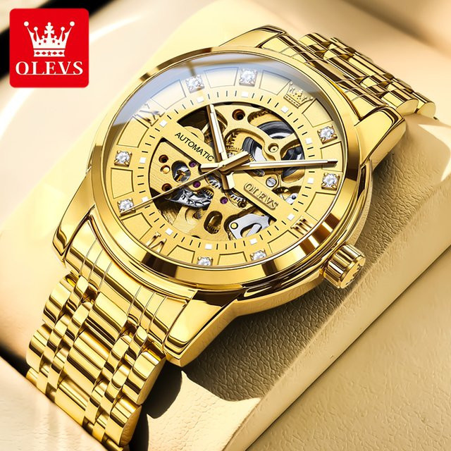 OLEVS Armbanduhr Automatik, Edelstahl, Bicolor, Gold, Herren - Bild 1