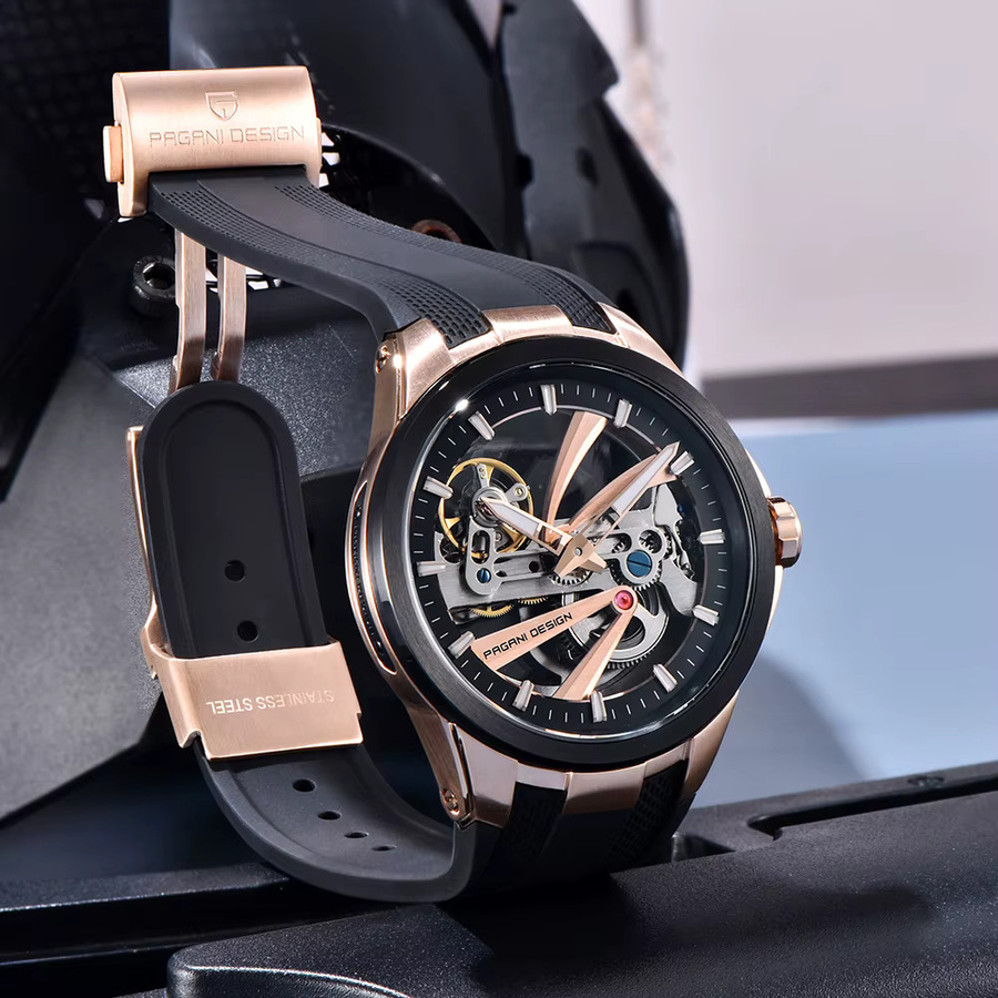 PAGANI DESIGN Armbanduhr, Automatik, Edelstahl, Silikon, Grün, Herren - Bild 5