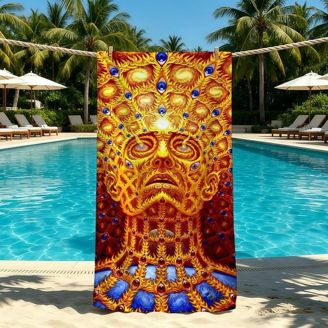 JMG Household Supplies Alex Grey Trippy Psychedelic Kunst Handtuch, Multicolour, B: 40 cm x L: 70 cm - Bild 1