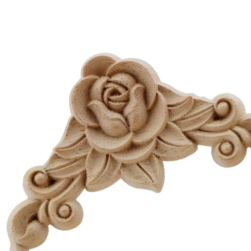 4 Stück florale Eck-Applikationen aus Holz und Kunstharz in Beige für Möbel und Rahmen - Bild 4