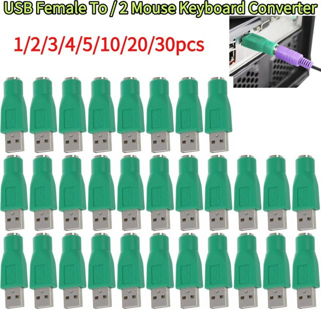 USB auf PS/2 Konverter-Adapter für Tastatur und Maus in Grün - Bild 1