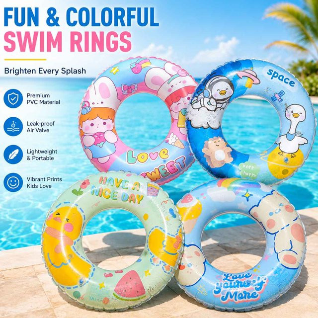 Cartoon-Schwimmring, Aufblasbarer PVC-Pool-Float, Wasserspielzeug, ab 5 Jahren - Bild 1