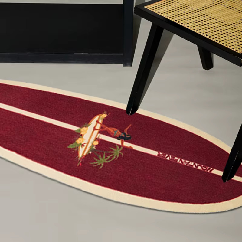 VIKAMA Vintage Surfbrett-Teppich im hawaiianischen Stil, rot, B/T: 120 x 40 cm - Bild 2