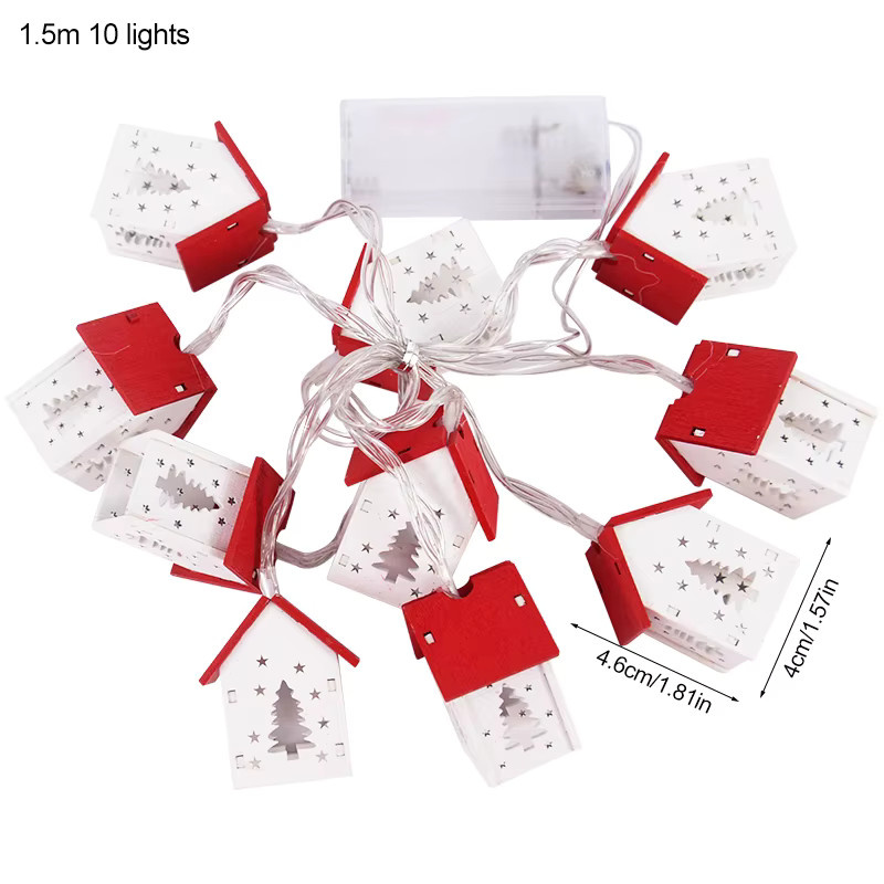 ZQCXLD LED Lichterkette mit Mini Weihnachtshäusern und Laternen für Weihnachtsbaum und Party-Dekoration, Länge: 1,5 m - Bild 5