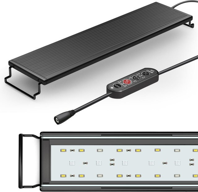 TOMTOP JMS Vollspektrum LED Aquarium Licht mit ausziehbarer Halterung und Timer, 18W, Schwarz - Bild 1