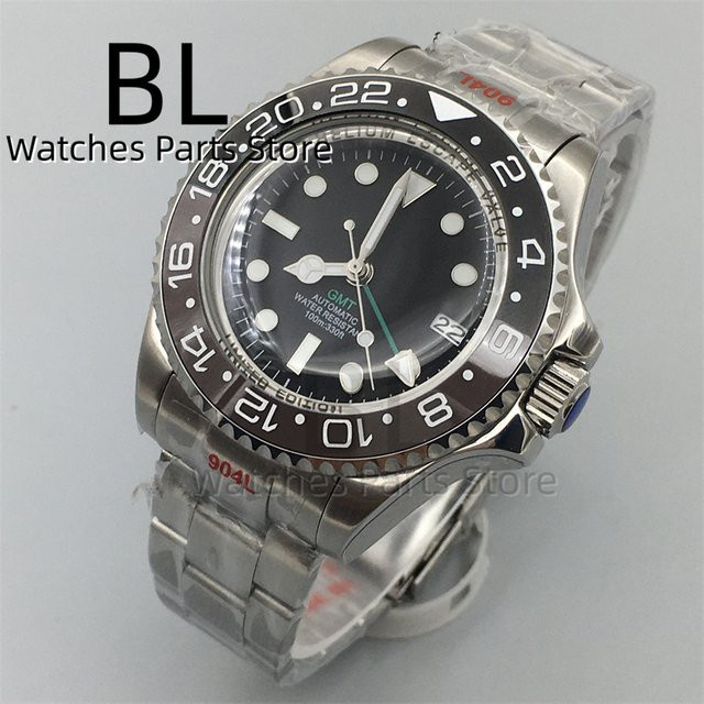 BLIGER Herrenuhr Automatik, Edelstahl, 43 mm, Schwarz, Keramik, 10 ATM - Bild 1