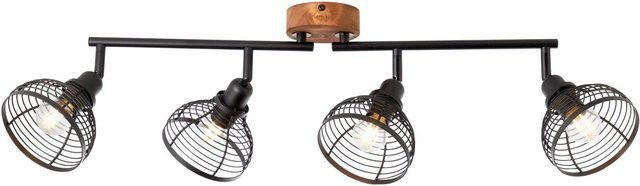 Brilliant Avia Spotrohr 4-flammige Deckenleuchte in Schwarz und Holz, dimmbar und verstellbar - Bild 2