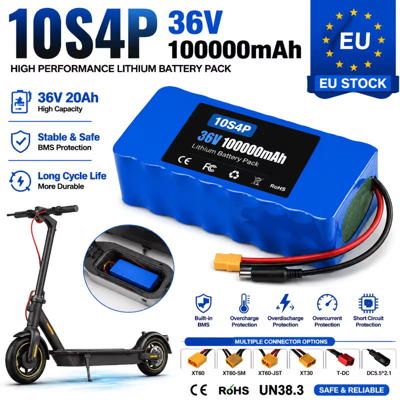 Ryobi 36V 100Ah Lithium-Ionen-Akku 10S4P mit 18650 Zellen und Smart BMS in Blau - Bild 2