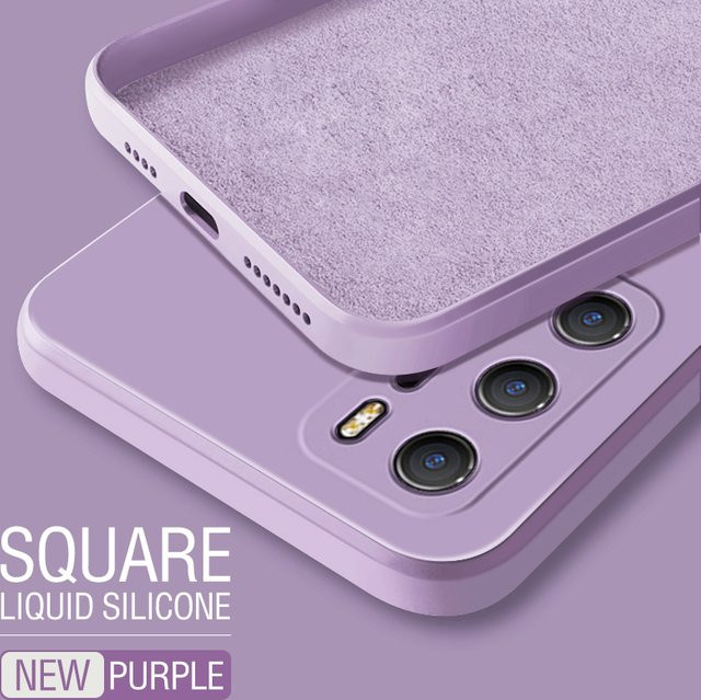 Quadratische Silikon Handyhülle mit Rahmen für Xiaomi Mi 11 12 13 Lite 14 10t 11t 12t 13t und Poco F3 F4 F5 Pro Softcover in Rot und Lila - Bild 1