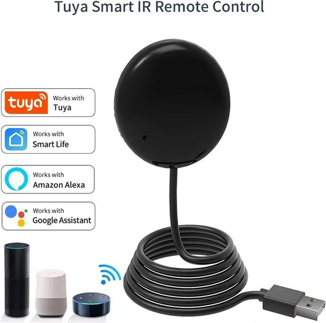 Tuya WiFi Smart IR-Fernbedienung für TV und Klimaanlage in Schwarz, kompatibel mit Alexa und Google Home via Smart Life App - Bild 1