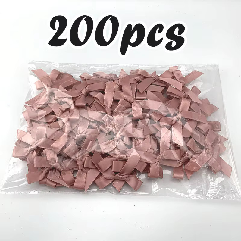 200 Stück Rosa Satin-Schleifen aus Polyester für DIY Basteldekoration von RIBBON HOUSE, Größe: 4 x 4 cm - Bild 2