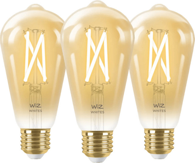 WiZ Smarte LED Filamentlampe Edison 3er-Pack, E27, CCT Warmweiß bis Kaltweiß, Transparent - Bild 1