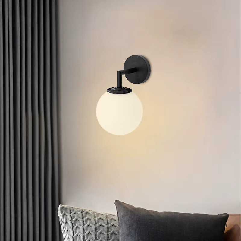OSABO LED Wandleuchte im nordischen modernen Design mit PVC-Kugel für Schlafzimmer, Badezimmer und Treppen in Schwarz oder Weiß - Bild 2