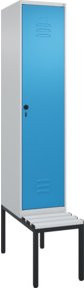 C+P Spind Classic PLUS Garderobenschrank mit Sitzbank, 1 Abteil, Lichtgrau, B/T/H: 212,0 x 40,0 x 81,5 cm - Bild 1