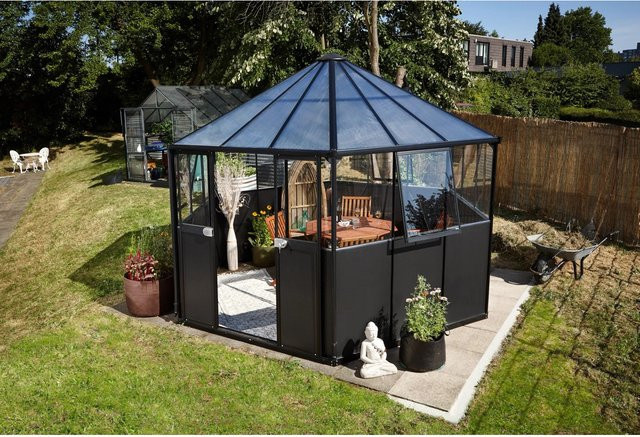 Vitavia Gewächshaus Hera Life 9000 in Schwarz mit Fundament und 9 m² Anbaufläche - Bild 1