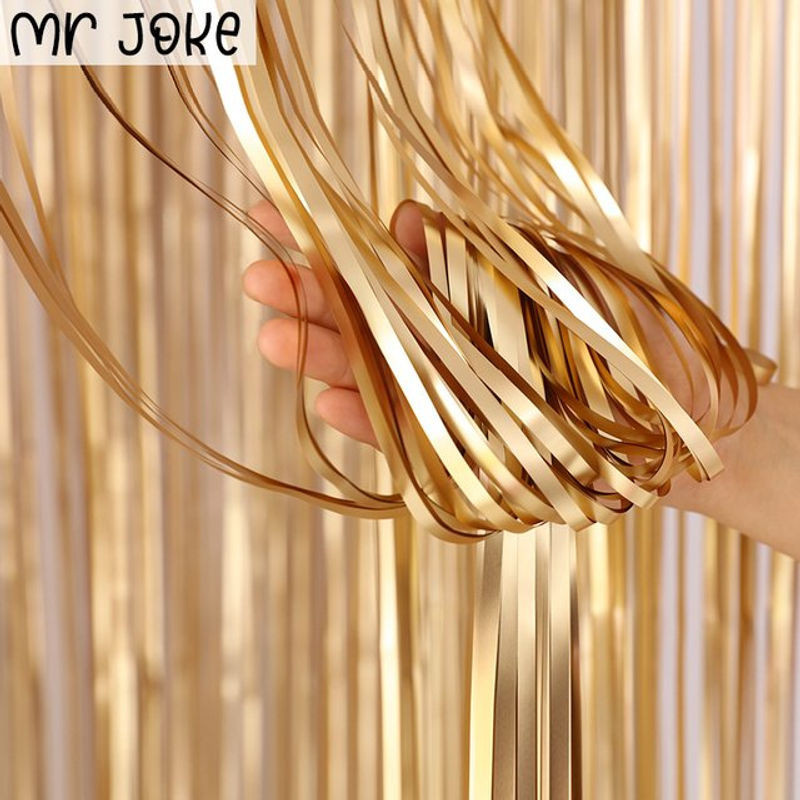 Mr Joke Party-Dekoration Hintergrund-Folie mit Quasten-Fransen-Vorhang in Silber und Gold für Geburtstag, Babyparty oder Hochzeit - Bild 1