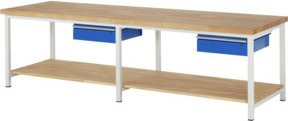 Rau Werkbank höhenverstellbar 8001A7 mit 2 Schubladen, Multicolor, B: 300 cm, T: 90 cm, H: 84 - 104 cm - Bild 1