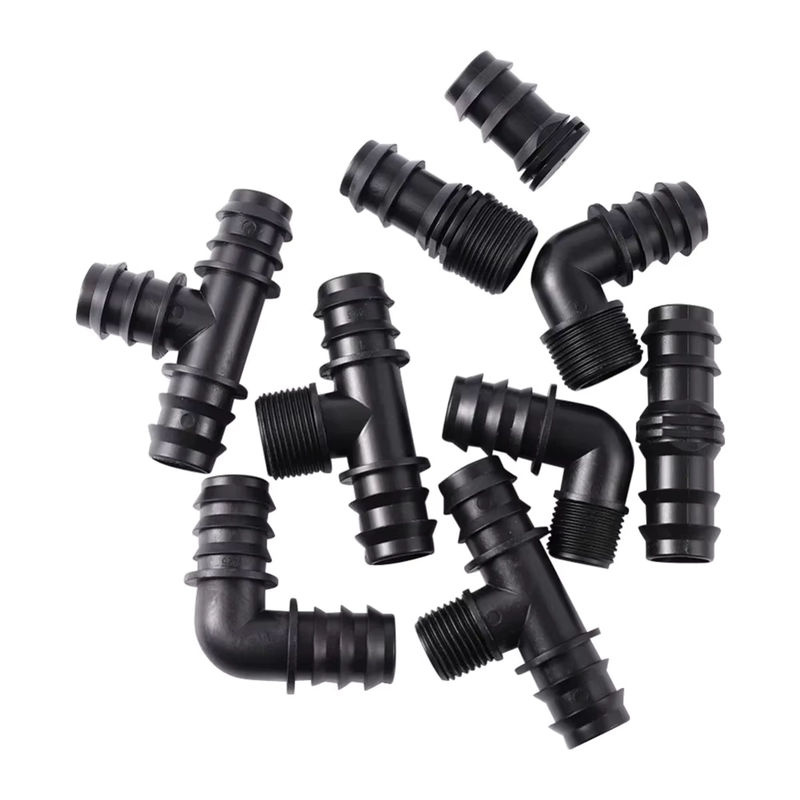 Bewässerungs-Adapter Set mit Außengewinde und Schlauchverbinder für Gartenbewässerung, T-Stück, Winkelstück und Endstopfen, 1/2 Zoll und 3/4 Zoll - Bild 3
