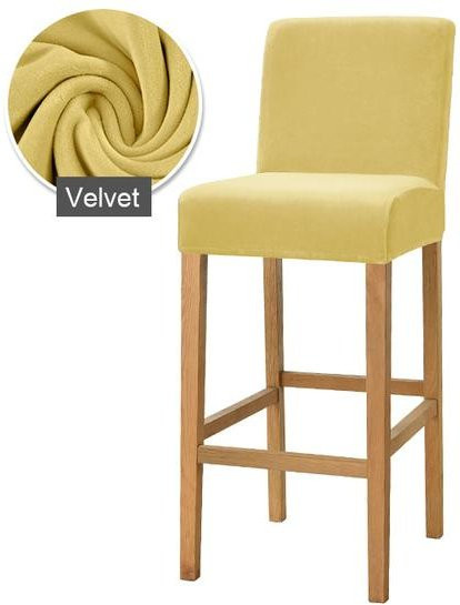Yiran Furniture Barhocker Schutzbezug aus elastischem Samtstoff in Gelb für hohe Hocker und Sessel - Bild 1