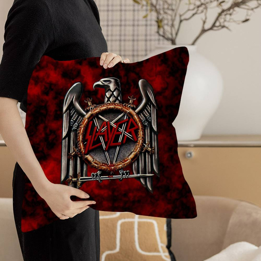 S-Slayer Heavy Metal Band Kissenbezug aus Peach Skin für Sofa und Wohnzimmer, B/H: 18 x 18 cm - Bild 3