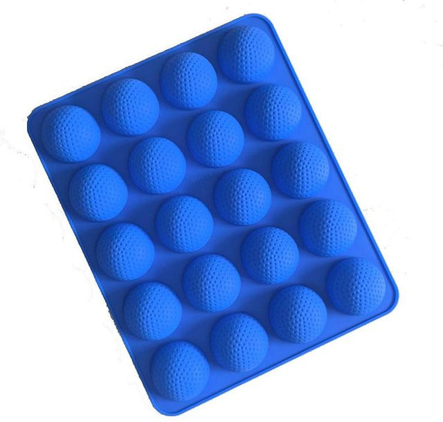 Runde 3D Golfball Silikonform in Blau für heiße Schokolade, Cake Pops und Eiswürfel als Backdekoration - Bild 1