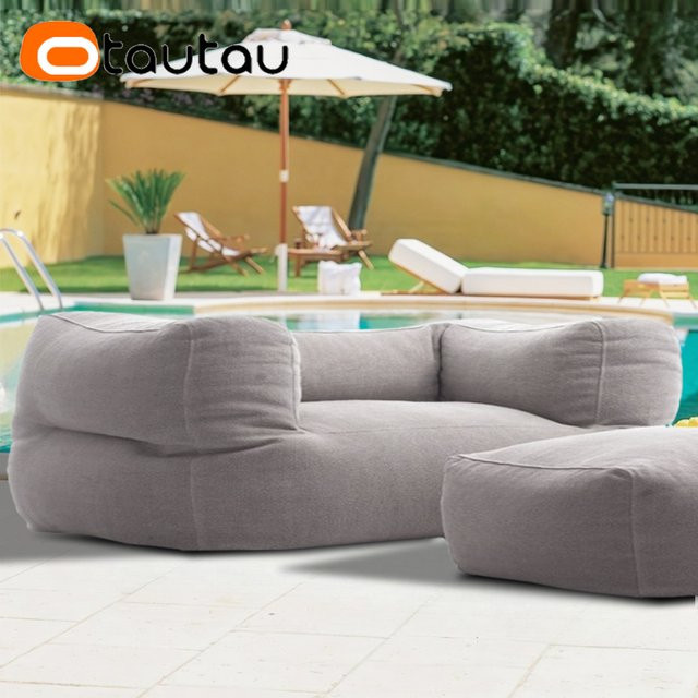 OTAUTAU 2-Sitzer Outdoor Chenille Sitzsackbezug für Sessel und Beach Club Sofa, Grau - Bild 1