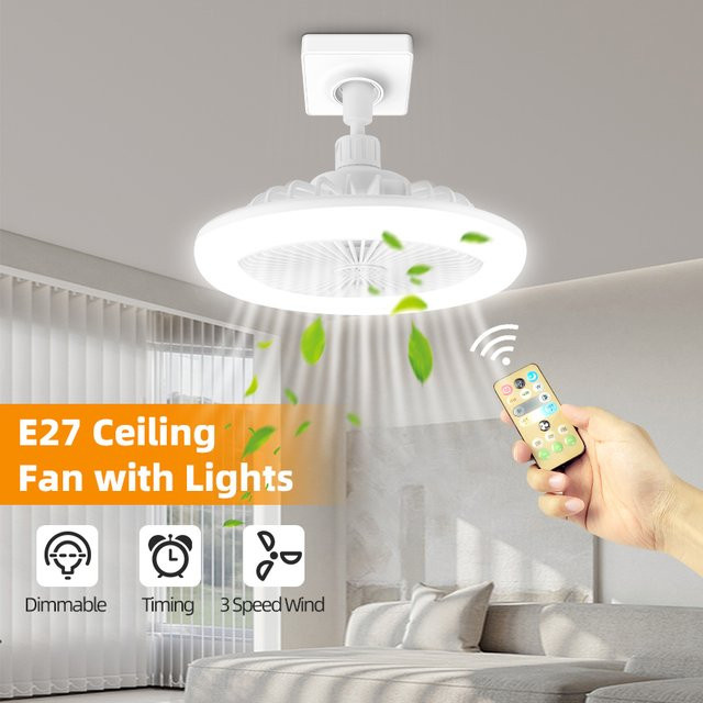 CANMEIJIA Deckenventilator mit LED-Licht und Fernbedienung, weiß, 30W, E27 Fassung - Bild 1