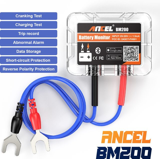 ANCEL BM200 12V Batterietester mit Bluetooth 4.2 und LED-Anzeige zur Analyse von SOH und SOC - Bild 1