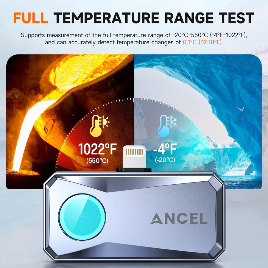 ANCEL IR101 Smartphone-Wärmebildkamera für iOS in Grau mit 256 x 192 IR Auflösung und 25Hz - Bild 4