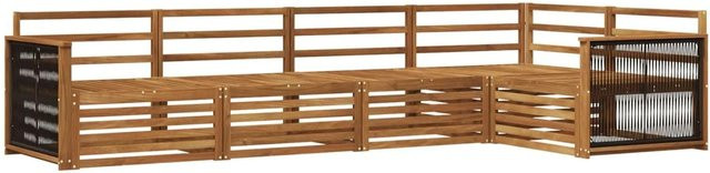 vidaXL Outdoor-Sofagarnitur aus Massivholz Akazie in Natur Braun, 5-teiliges L-Shape Set mit Ecksofa, Mittelsofas und Armlehnen - Bild 1