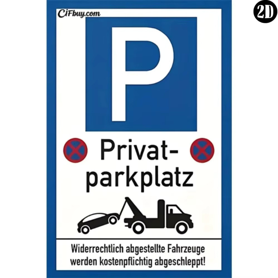 CIFBUY Retro Metallschild Deutsches Privatparkplatz-Schild als Wanddekoration in Blau, 20 x 14 cm - Bild 2