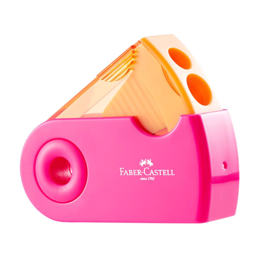 Faber-Castell Doppelloch-Anspitzer mit Behälter für Buntstifte und Skizzen in Pink und Multicolour - Bild 2