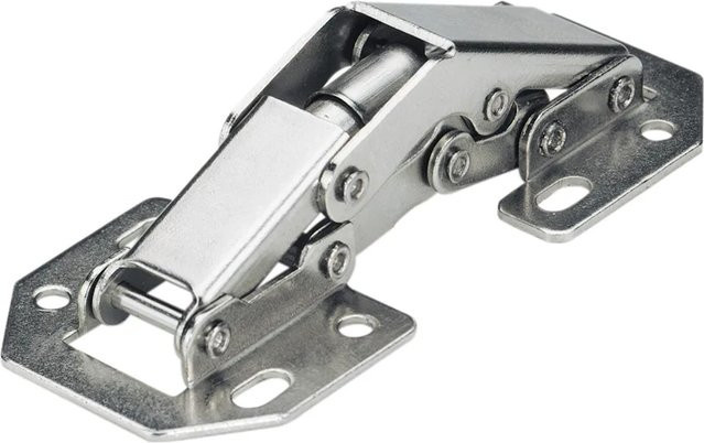 Hettich Mini-Aufschraubscharnier mit Feder, vernickelt, 6 Stück - Bild 1