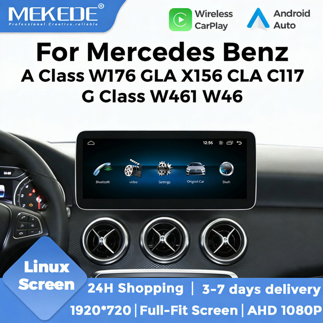 MEKEDE Autoradio für Mercedes Benz A GLA CLA G-Klasse mit Linux-System, 10,25 Zoll Display, kabelloses CarPlay, Android Auto, Bluetooth, WIFI, GPS-Navigation und Mirror Link in Schwarz - Bild 1