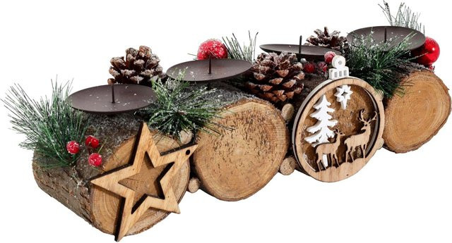 MCW Adventsgesteck MWC-M14 in Braun aus Pappel und Metall für Weihnachten - Bild 1