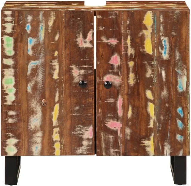 vidaXL Waschbeckenunterschrank im Industrial Design aus Altholz und Holzwerkstoff, Wandmontage, Mehrfarbig, B/T/H: 62 x 33 x 58 cm - Bild 1
