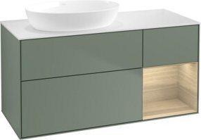 V&B Waschtischunterschrank Finion in Weiß mit Eichenregal, Breite: 120 cm, Tiefe: 50,1 cm, Höhe: 50,1 cm - Bild 1
