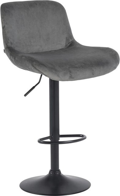 DELUKE Barhocker PONOR Barstuhl aus Samt in Dunkelgrau, höhenverstellbar und drehbar mit Lehne, B/T/H: 50 x 50 x 85 cm - Bild 1
