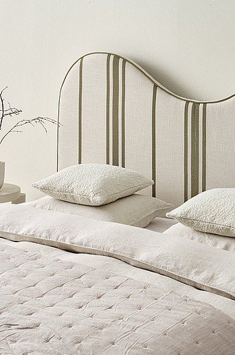 STRÅHOLMEN Kopfteil Jotex in Grau und Beige mit Polsterung und Holzrahmen, Breite: 161 cm, Höhe: 120 cm, Tiefe: 7 cm - Bild 1