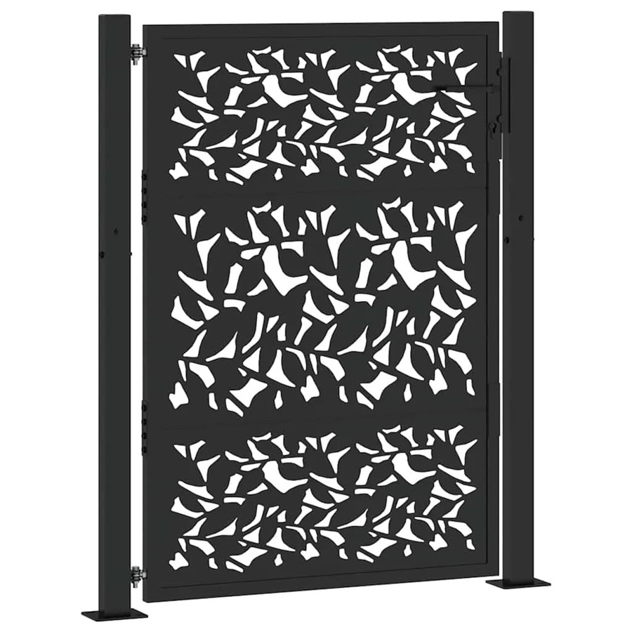 vidaXL Gartentor Schwarz aus verzinktem Stahl mit Blatt-Design, Höhe: 130 cm, Breite: 110 cm - Bild 2
