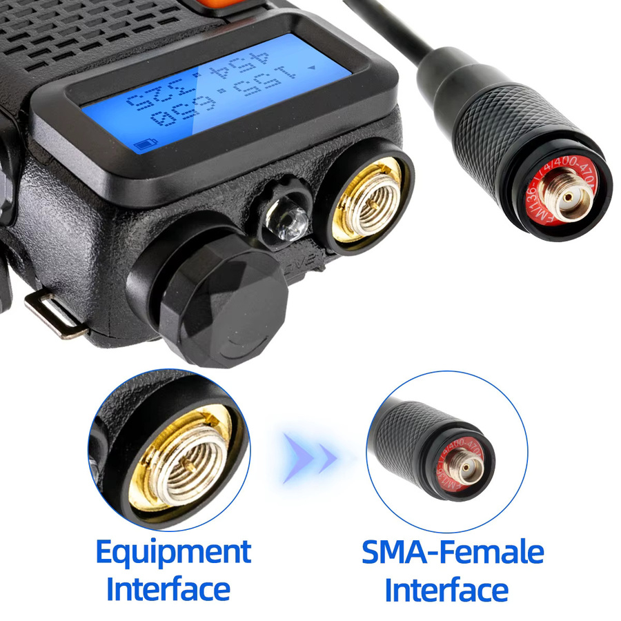 ABBREE AR-188 SMA-Buchse Dualband 144/430 MHz in Schwarz für Baofeng UV 5R 5RH 21 Pro und Quansheng UV K5 K5(8) Walkie Talkie Amateurfunk - Bild 5