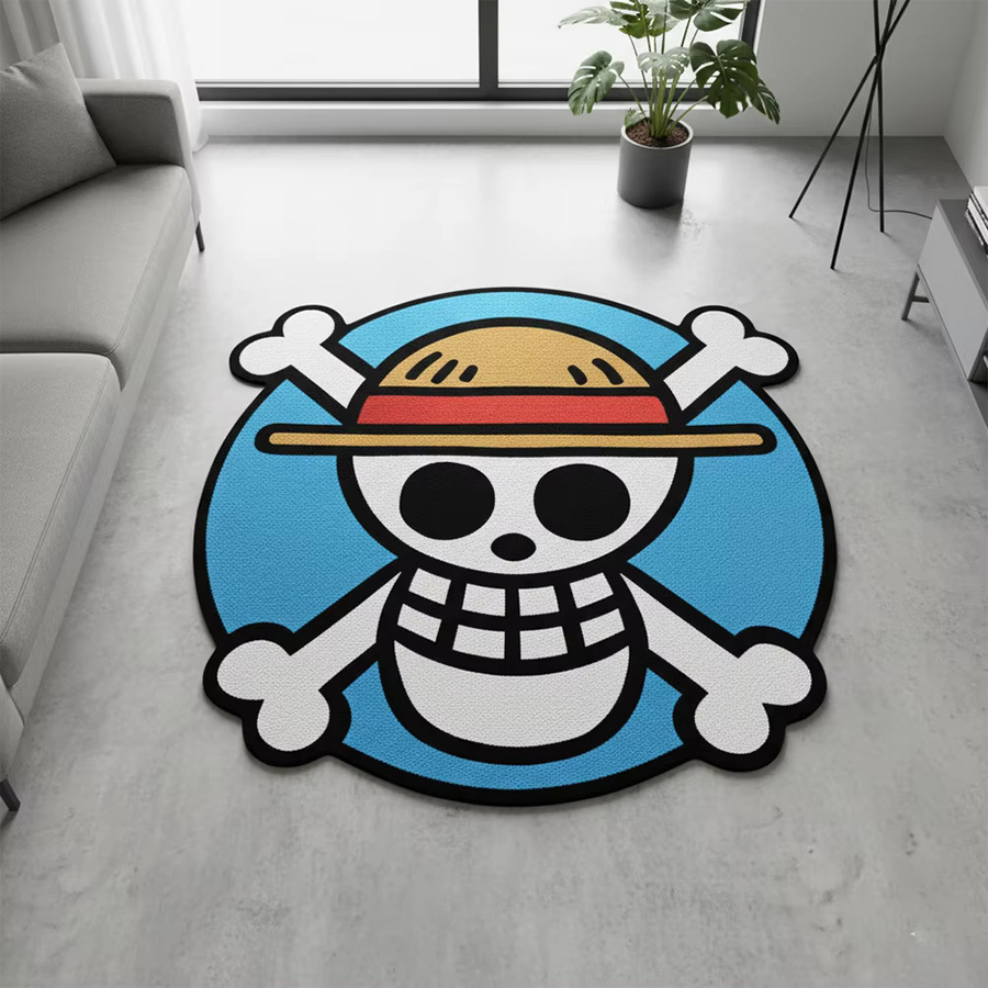 Handgeknüpfter One Piece Anime Teppich mit Luffy Motiv in Blau für dein Kinderzimmer - Bild 2