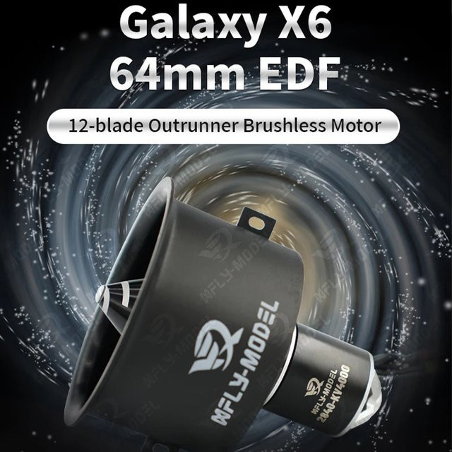 XFLY Galaxy 64mm 12-Blatt EDF Impeller, mit 4S 2840-KV3200 Brushless Outrunner Motor für Modell-Strahlflugzeuge - Bild 1